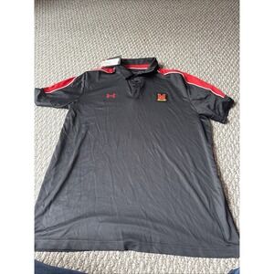 Black Under Armour Maryland Terrapins Polo‎ Shirt Men's XL Polyster Brand New